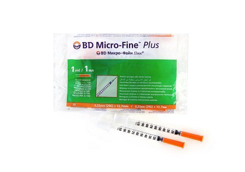 Шприц инсулиновый BD Micro-Fine Plus U-100 1 мл, 0,25 мм (31G) × 6 мм, 10 шт