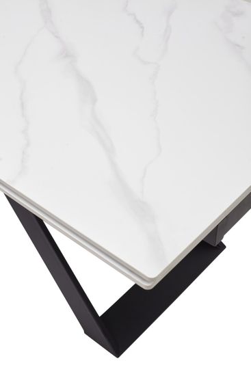 Стол LIVORNO 180 MATT WHITE MARBLE SOLID CERAMIC / BLACK