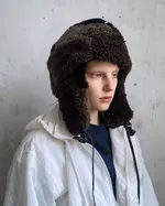 Шапка-ушанка Fuzzz Patchwork Flaps Темно-Коричневая