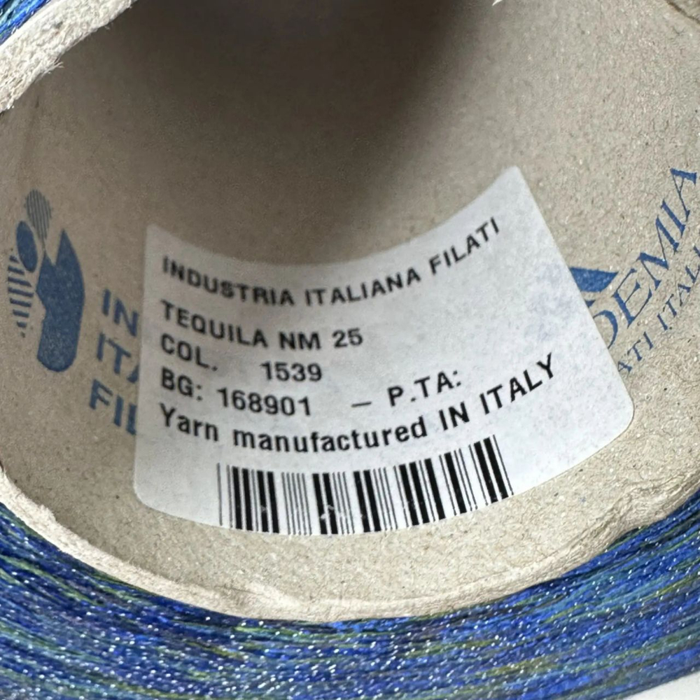 Tequila - Industria Italiana Filati; вискоза, люрекс, п/а; 2500м/100гр; col.1539, цвет: сине-зеленый разноцветный