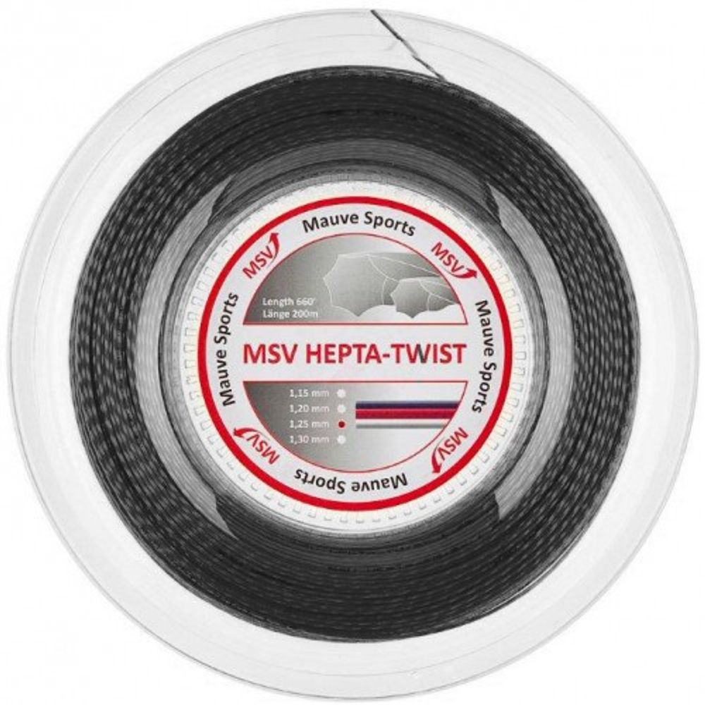 Струны для тенниса MSV HEPTA TWIST BLACK Бобины 200 м