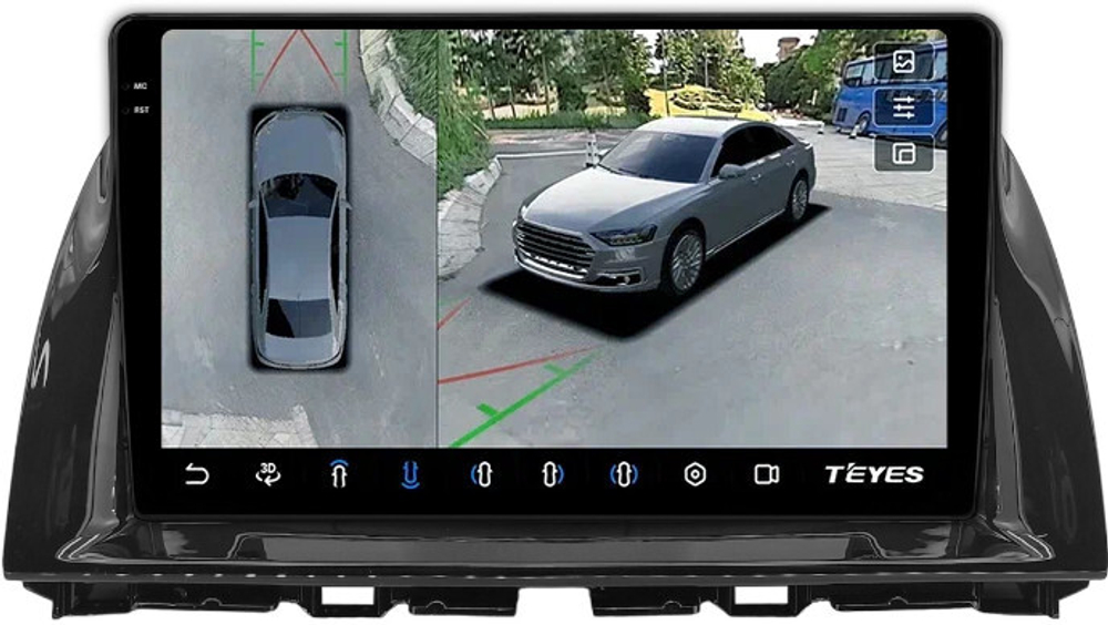 Магнитола для Mazda CX-5 2011-2017 (рамка 10) - Teyes CC3-2K-360 на Android 10, 2K QLED, 6Гб+128Гб, CarPlay, 4G SIM-слот, 4 камеры в комплекте