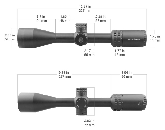 Прицел Vector Optics HUGO 3-12x44, сетка 22LR Rimfire SFP (SCOM-30)