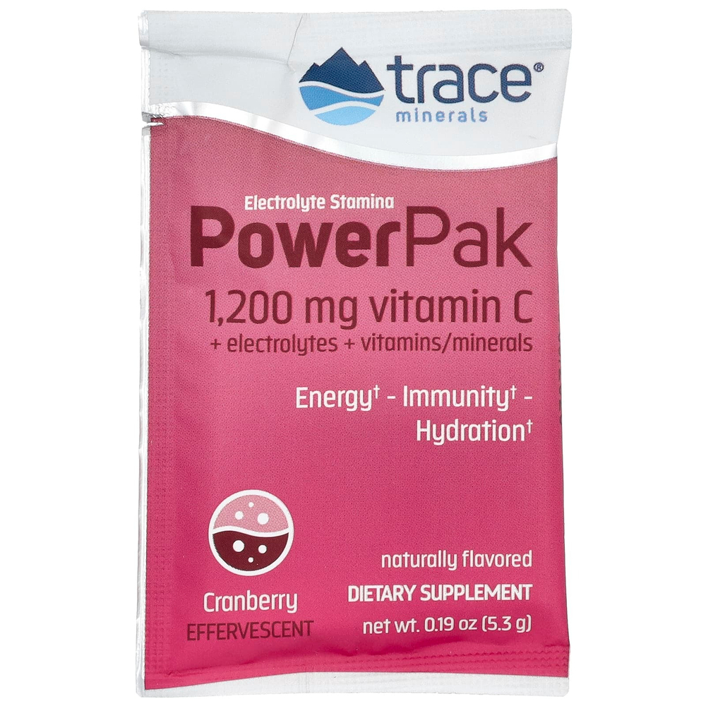 Trace, электролит для повышения выносливости, PowerPak, со вкусом клюквы, 30 пакетиков по 5,3 г (0,19 унции)