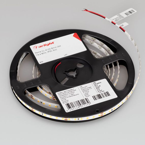 Светодиодная лента Arlight 6W/m 120Led/m 2835SMD дневной белый 5M UL-A120-8mm 24V Day5000 042294