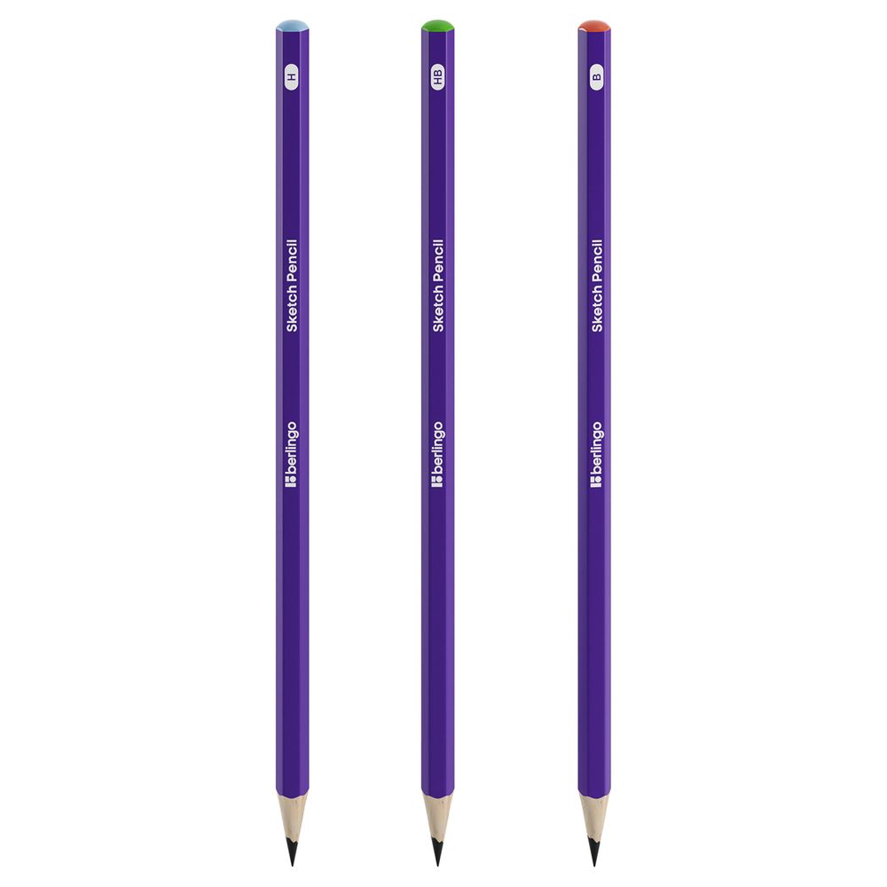 Набор карандашей чернографитных 3шт. H, HB, B, Berlingo Sketch Pencil, картон.уп.