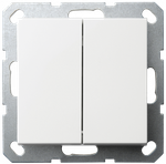 Выключатель двухклавишный 10A 250V~ с накладкой, цвет белый глянцевый