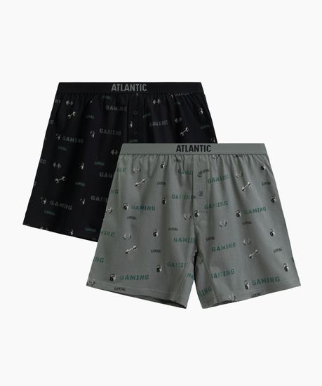 Трусы (2 шт) мужские семейные Atlantic 2MBX-084, хлопок, черный + светлый хаки