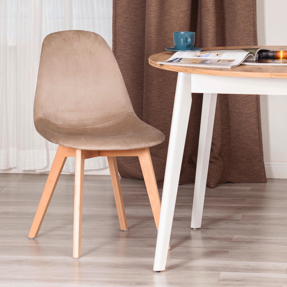 Стул CINDY SOFT (mod. C1021F1-1) велюр/дерево бук, 55 х 48 х 83 см, коричневый HLR12 / натуральный