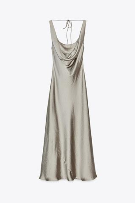 ZARA ДЛИННОЕ АТЛАСНОЕ ПЛАТЬЕ ИЗ КОЛЛЕКЦИИ ZW, КАВА