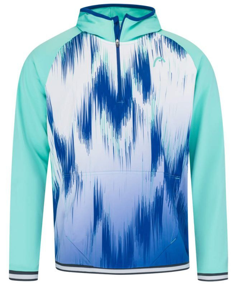 Мужская теннисная кофта Head Topspin Hoodie - turquoise/print vision