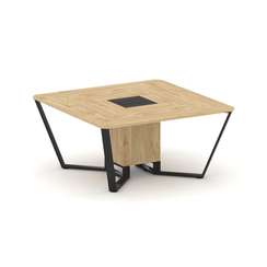 Steel Meet Стол переговорный квадратный KM-PR.B.SP-08 Тиквуд Светлый/Графит Глянец/Металл Черный 160