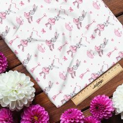 Ткань шелк Армани зайка в розовом платье