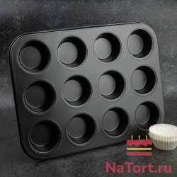 Форма для выпечки с антипригарным покрытием,12 ячеек
