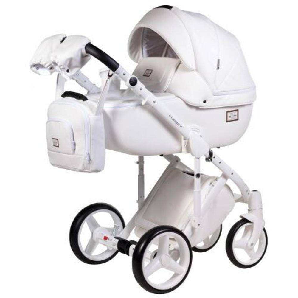 Детская коляска Adamex Luciano Deluxe 3 в 1 Q107 (БЕЛ 100% КОЖА)