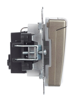 BRITE Розетка 1-местная с заземлением с защитными шторками и крышкой 16А IP44 РСбш10-3-44-БрШ шампань IEK