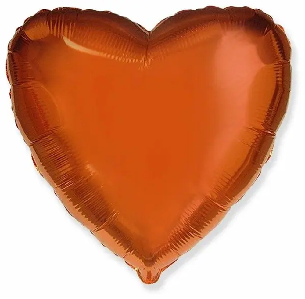 Сердце Orange 18"/45см шар фольга