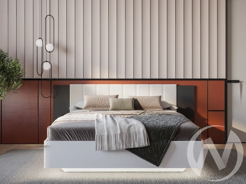 Кровать 1.6 КР-18 Спальня Шарм (графит/белый)