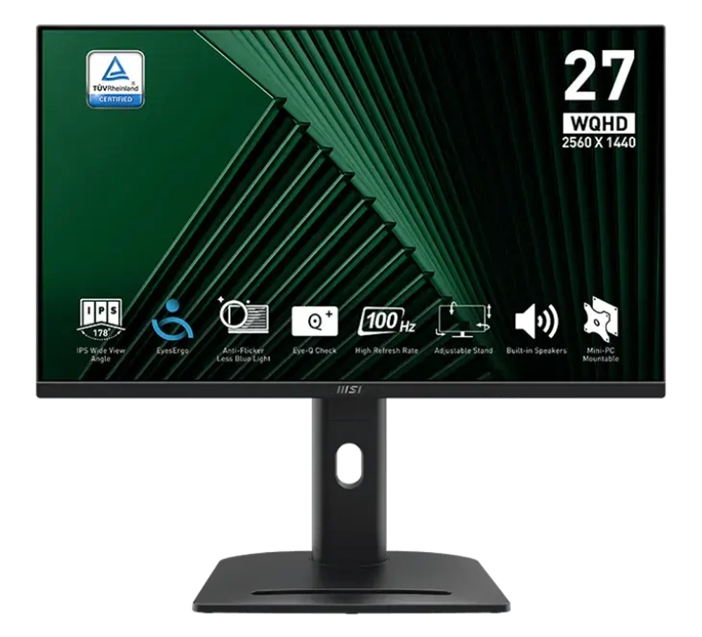 Монитор 27" MSI PRO MP275QPG IPS 2560x1440 100Hz 1ms 300cd/m 1300:1 2xHDMI DP 2x2W Черный