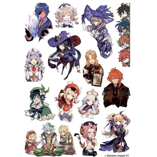Наклейка А5 c Genshin  Impact 01 (Геншин импакт 01)