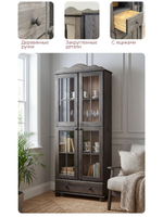 Шкаф витрина, 77х32х186, Бритта, буфет, стеклянный, сервант, деревянный, 2 двери, Dipriz