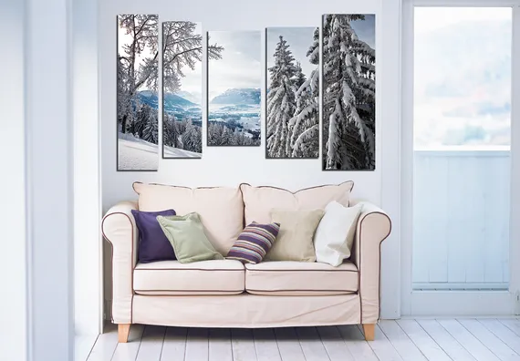 Модульная картина "Снежный лес"