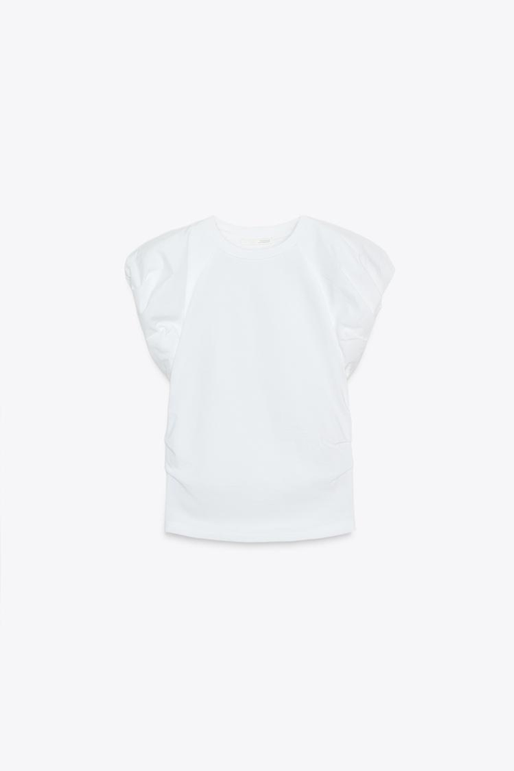 ZARA КОМБИНИРОВАННАЯ ФУТБОЛКА ИЗ ПОПЛИНА, БЕЛЫЙ