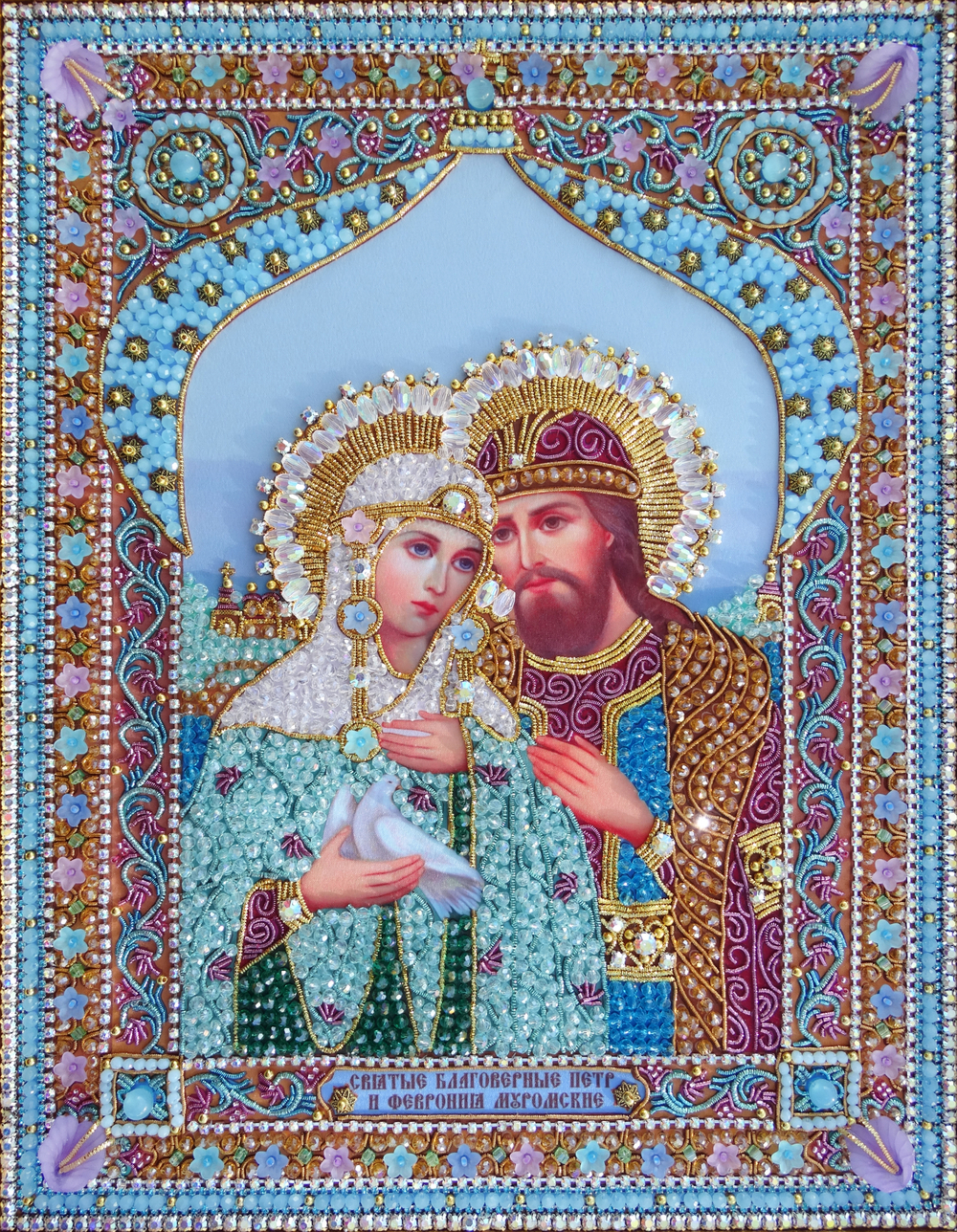 И-26 Набор для вышивания хрустальными камнями Святые Петр и Феврония