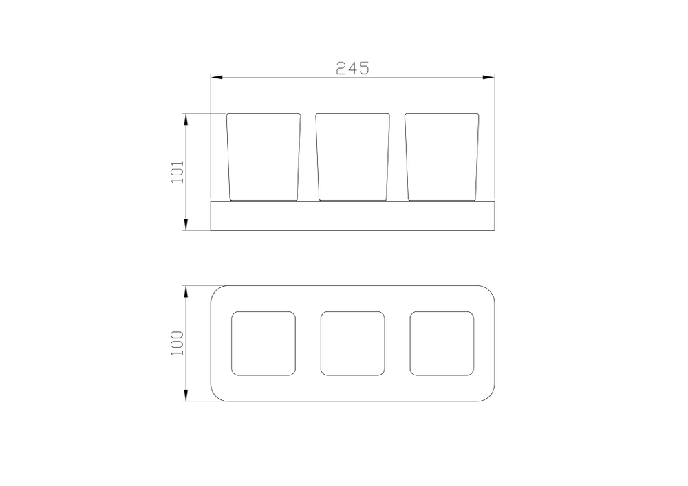 Три стакана для зубных щеток с держателем WONZON & WOGHAND LOTTE, Хром (WW-8338)