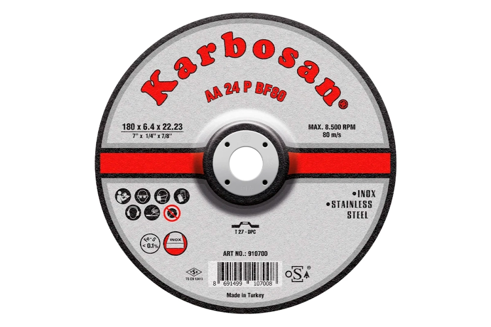Диск шлифовальный по нержавеющей стали Karbosan 180х6,4х22 INOX