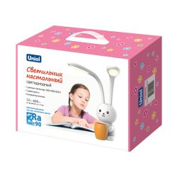 ULM-D160 12W-3000-6000K-DIM WHITE Светильник настольный светодиодный Заяц. с подставкой под канцелярские принадлежности. Сенсорный выключатель. Диммер. Белый. TM Uniel
