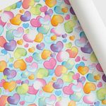 Упаковочная бумага (0,7*10 м) Нежность, Акварельные сердца, 1 шт.