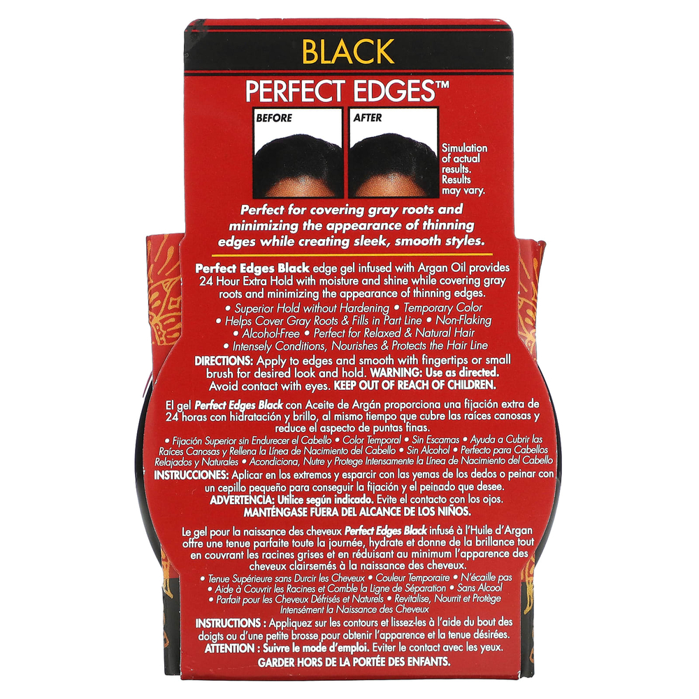 Creme Of Nature, Марокко с аргановым маслом, Perfect Edges, гель для окрашенных волос, черный, 63,7 г (2,25 унции)