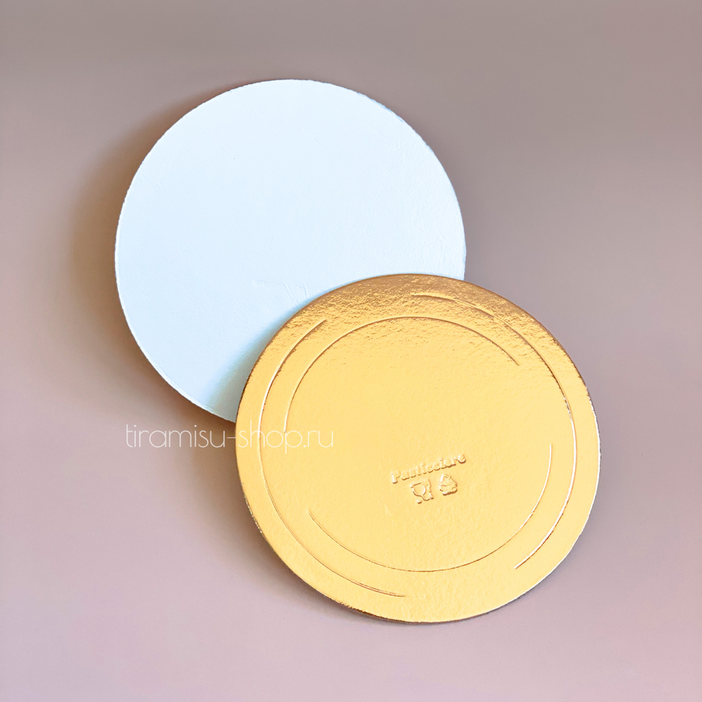 УЦЕНКА Подложка для торта золото/жемчуг, 22 см, усиленная 3,2 мм