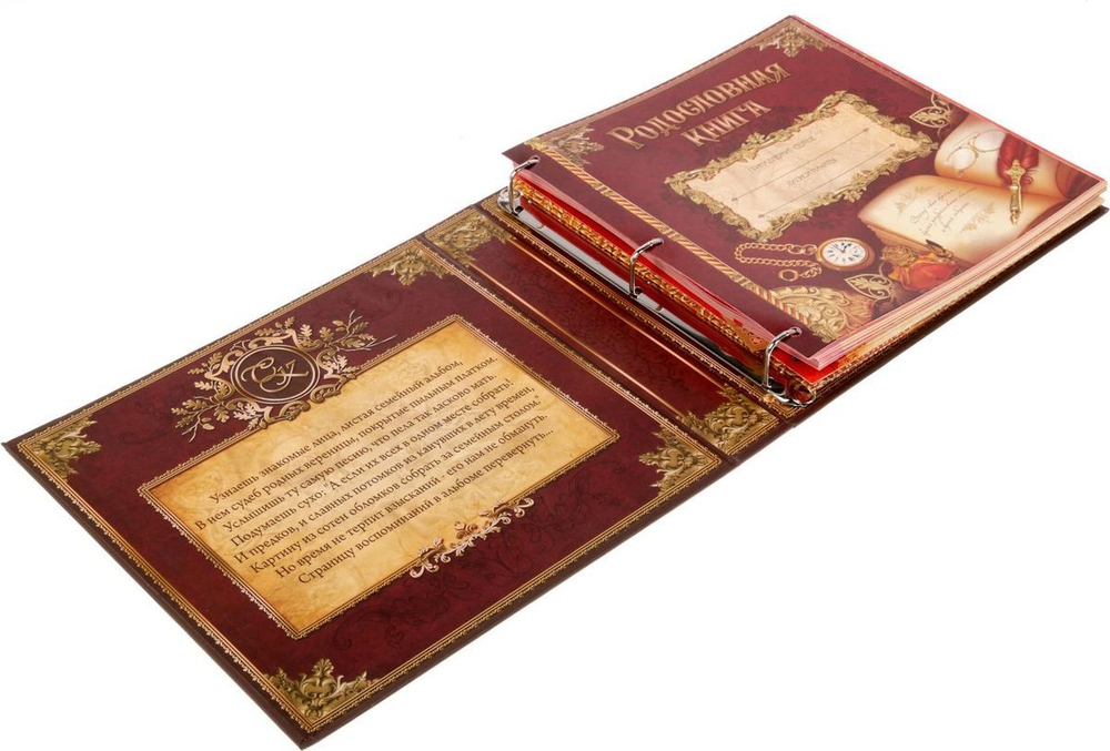Родословная книга Семейная книга, рисунок перо, цвет красный, 30х30 см