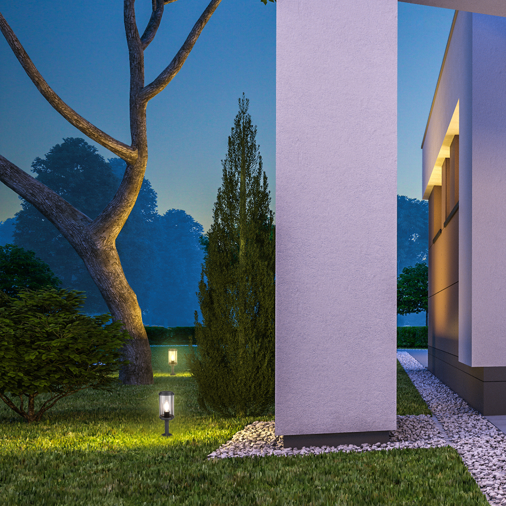 Уличный напольный светильник 60Вт E27, металл/пластик, темно-серый