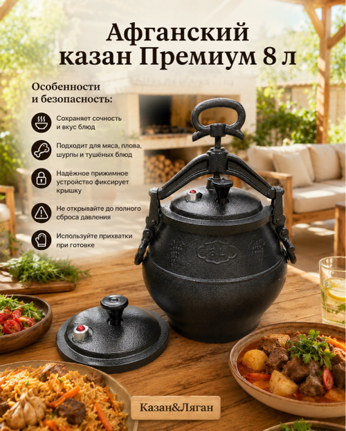 Афганский казан 8л черный Премиум MG