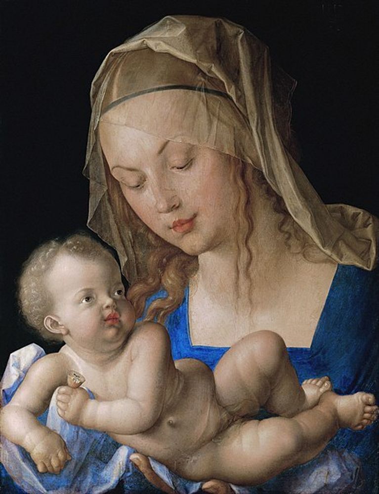 Картина для интерьера Мадонна с Младенцем и с грушей, художник Дюрер, Альбрехт Настене.рф