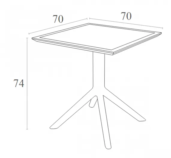Стол пластиковый Sky 70х70 серый