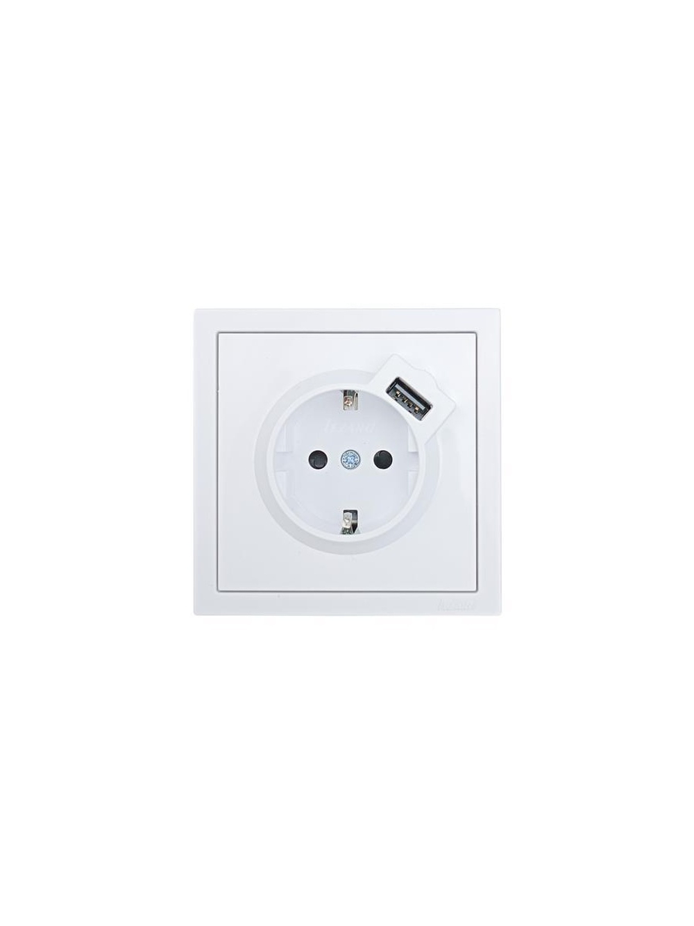 Розетка 1-мест. с/з+USB разъем ZIMA IP20 бел. LEZARD 704-0288-181