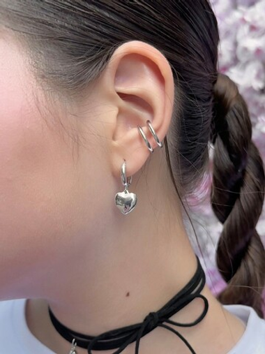 Серебряные серьги с подвеской "Сердце"