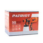 Краскопульт электрический PATRIOT SG 450 HVLP, 550Вт., 800 мл/мин., 100 DIN/сек., Сопло: 2,5 мм.