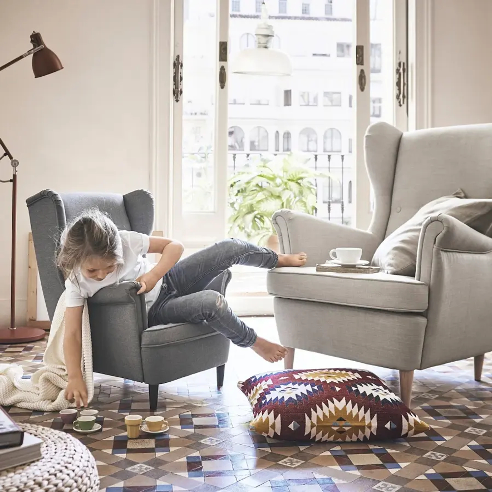 Детское кресло - IKEA STRANDMON, 56х62х71 см, серый  СТРАНДМОН ИКЕА