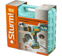 CD3614T Дрель аккумуляторная Sturm! 14 В, 1BatterySystem, 2 акк. 2,0Ач,съемный патрон, кейс