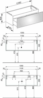 Тумба с раковиной KEUCO PLAN 32981110000 120 с 1 отверстием под смеситель, антрацит