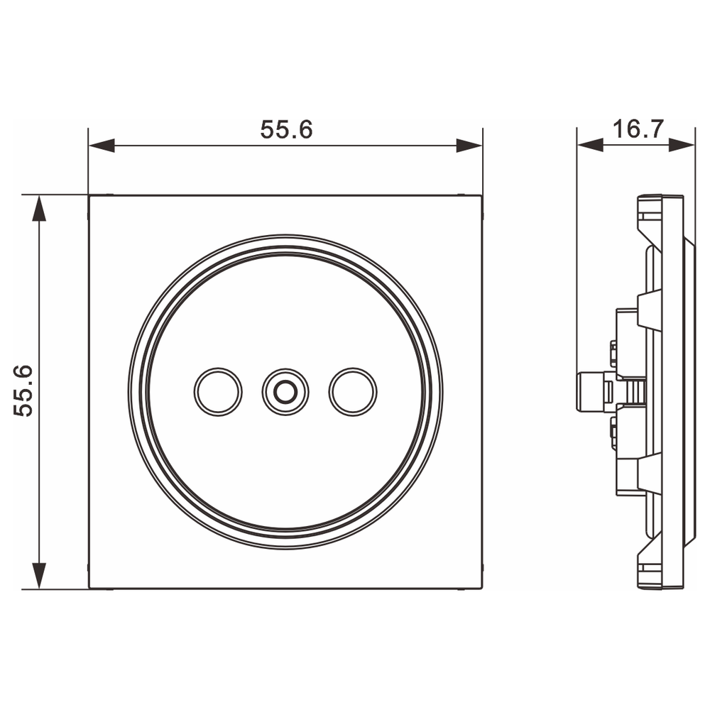 Накладка для розетки без заземления, со шторками 16A 250 В~, матовый карбон, серия A07