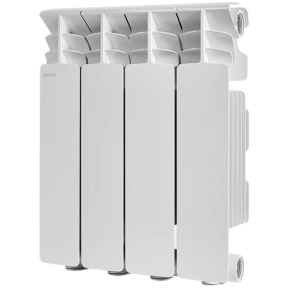 Радиатор алюминиевый STOUT Gamma 350 - 4 секции (подключение боковое, цвет белый)
