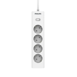 Сетевой фильтр удлинитель Philips CHP2145WC/51 с четырьмя стандартными розетками EU, с заземлением и защитой от перегрузок, 5 м, белый