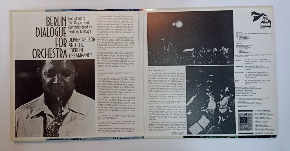 Винтажная виниловая пластинка LP Oliver Nelson And The Berlin Dreamband Berlin Dialogue For Orchestra (USA 1971)