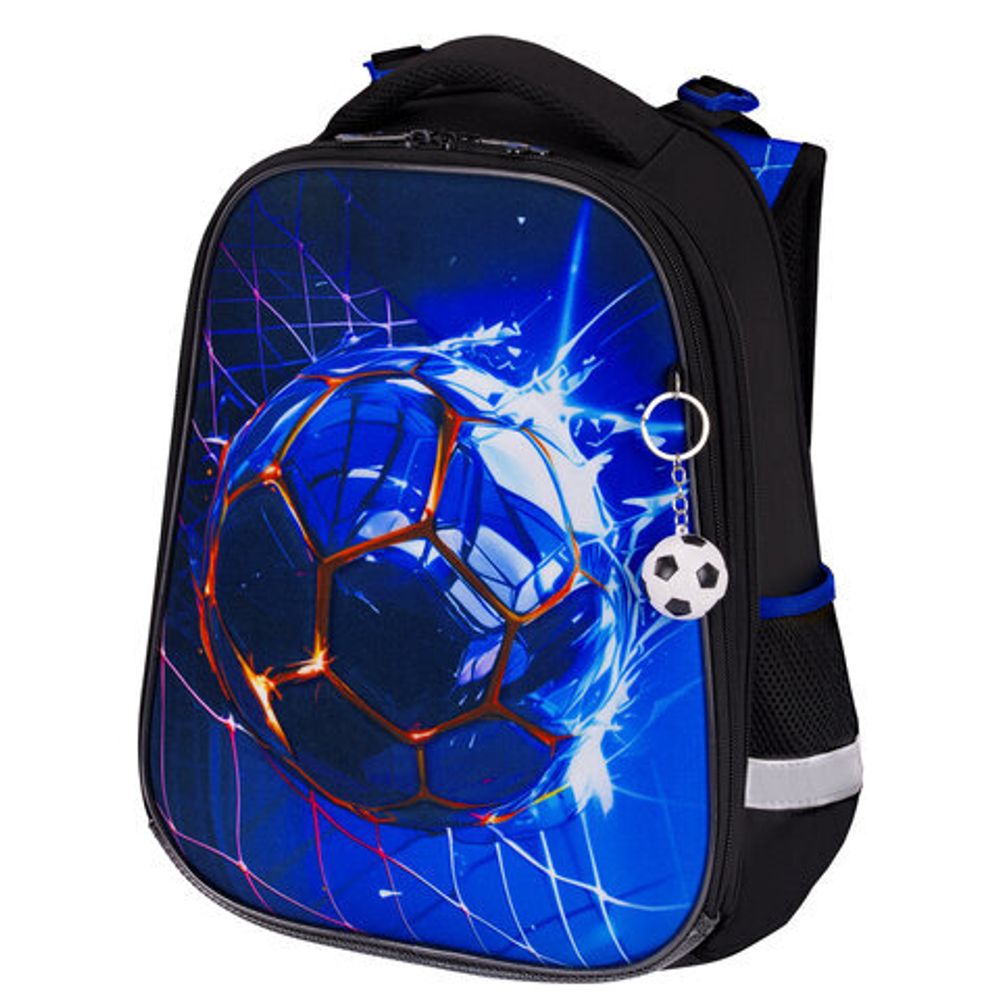 Ранец BRAUBERG PREMIUM, 2 отделения, с брелоком, "Score goal", 3D-панель, 38х29х16 см, 273102